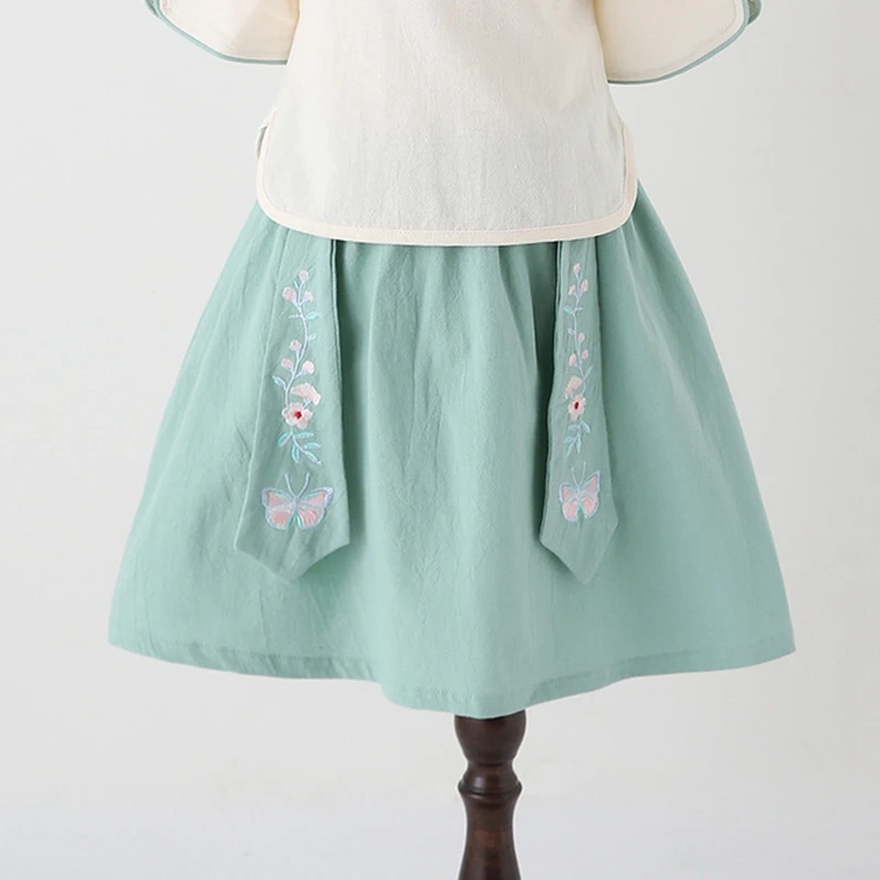 Детская летняя куртка с вышивкой; Hanfu; костюм для девочек; cheongsam; Улучшенная юбка Hanfu; детская одежда в национальном стиле для девочек - Цвет: skirt 4