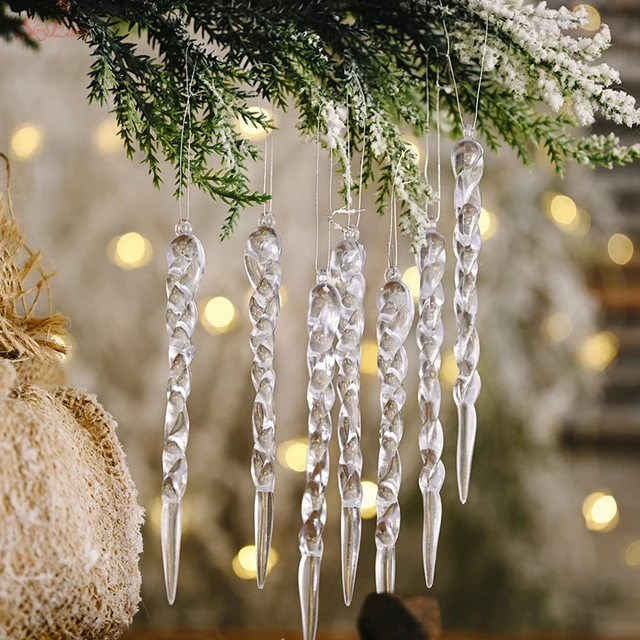 Camal 10Pcs Christmas Decoration Snowflakes Acrylic Crystal Icicles Curtain  Lamp Pendants DIY Hanging Bead Home Xmas Tree Decora - AliExpress