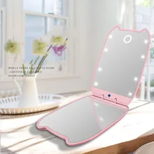 

Portable LED Light Makeup Mirror Vanity Lights Compact Make Up Pocket Mirrors Vanity Cosmetic Hand Folding Led Mirror Lamp Gift