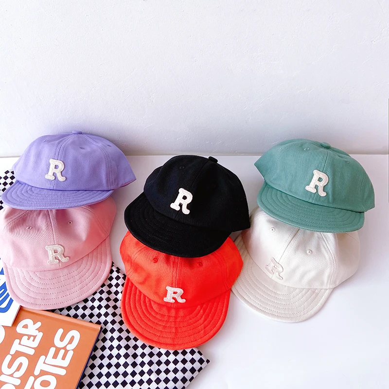 baby accessories designer Spring Summer Baby Baseball Hats Cotton Kids Boys Girls Sun Hats Fashion Letter R Pattern Children Peaked Caps baby essential 