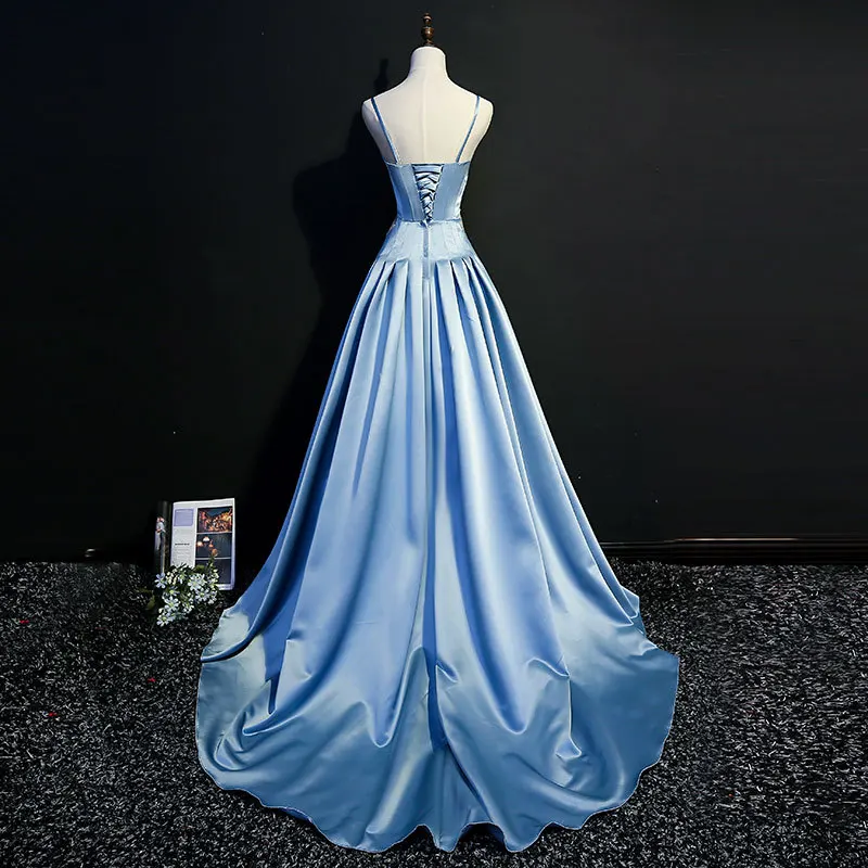 Синее платье для балла маскарада с цветочным рисунком, элегантные платья ручной работы с цветочным узором для девочек 15 16 лет