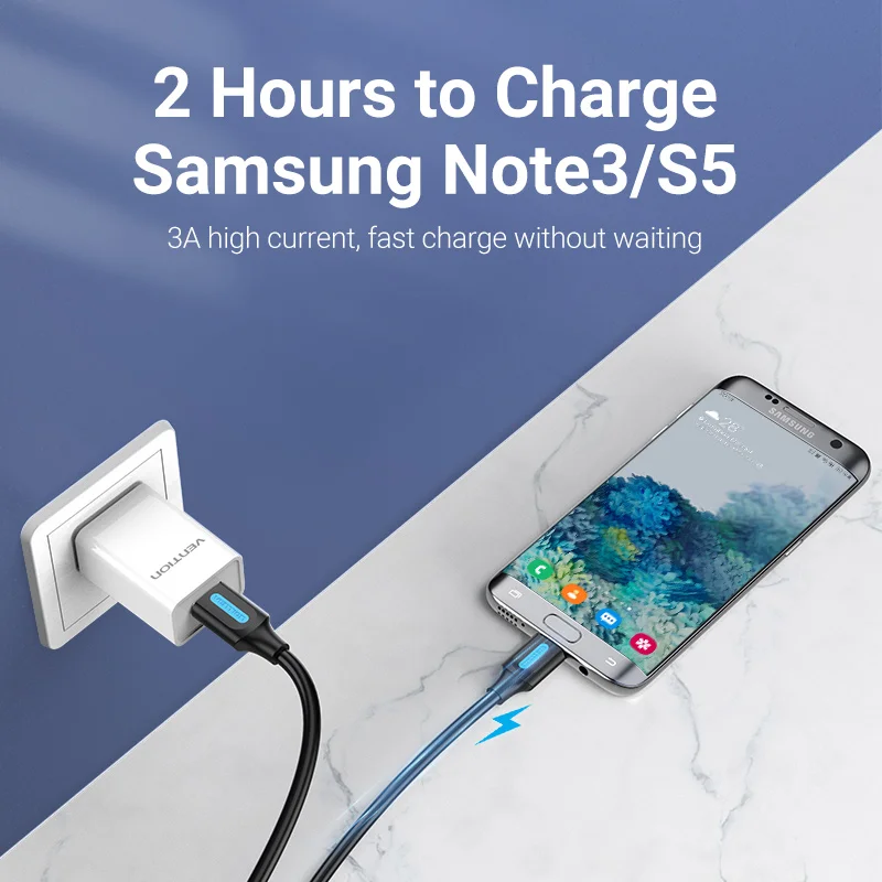 High-Speed USB Micro B to Type A Data Transfer and Fast Charging Cable