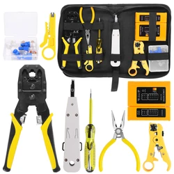 Handskit rj45 rj11 rj12 kit de ferramentas reparo rede alicate com utp cabo testador mola braçadeira friso ferramenta alicate braçadeira pc