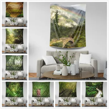 

Tapestry Wall Hanging Bedspread Beach Towel Table Cloth Home Deco Natural Scenery Tree Secnic Green Forest Large Plus Size