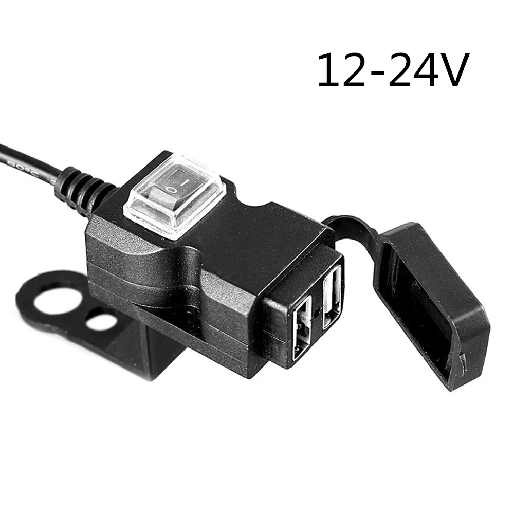 Двойной USB порт 12V водонепроницаемый руль мотоцикла телефон зарядное устройство адаптер 5V 1A/2.1A адаптер для мобильного телефона - Цвет: 12-24V