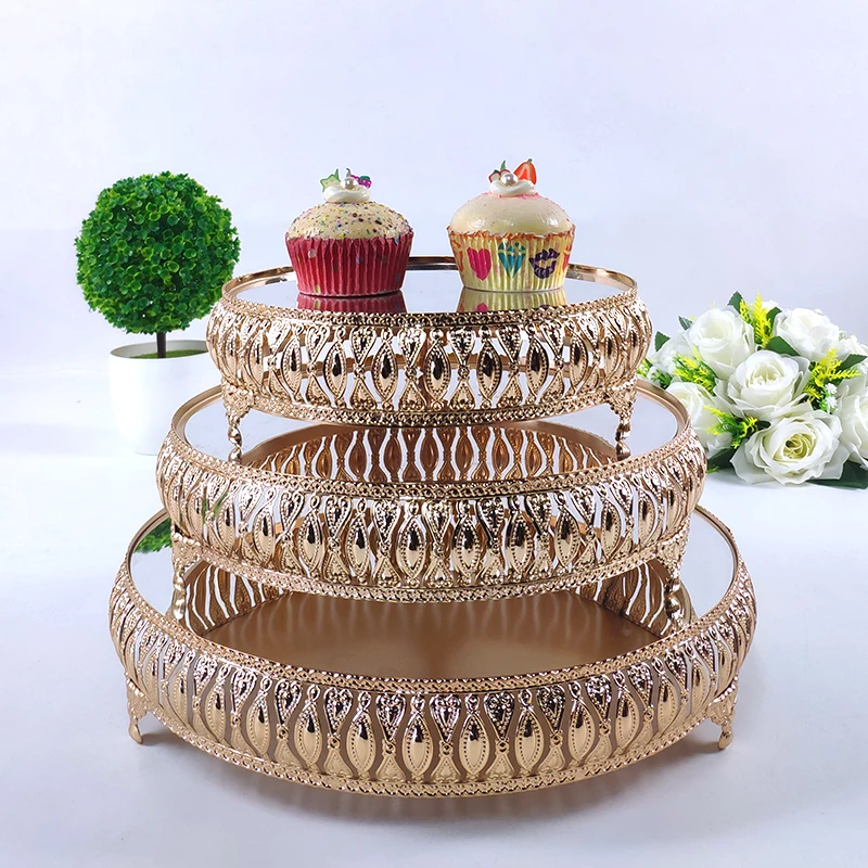novo ouro prata galvaniza metal bolo conjunto de exibição festa aniversário casamento sobremesa cupcake placa rack