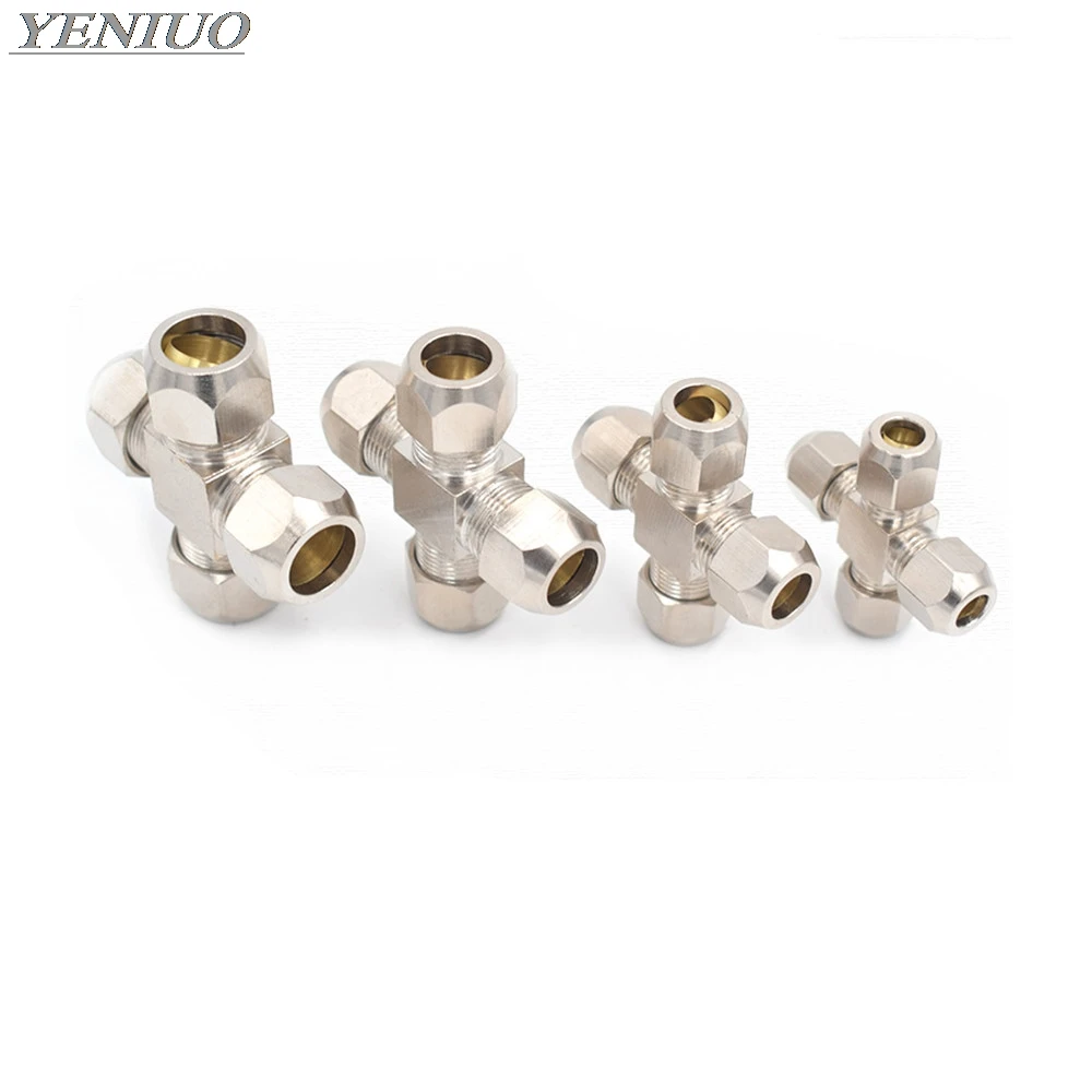 4 6 8 10 12mm Pipe OD 4way Brass oil Compression Tube Pipe Fittings Connector