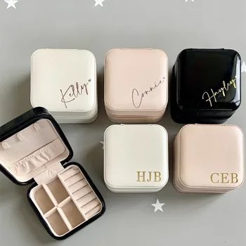 

Custom wedding bridesmaid proposal gift boxes, Custom unqiue elegant ring box travel jewellery case girls jewelry box with name