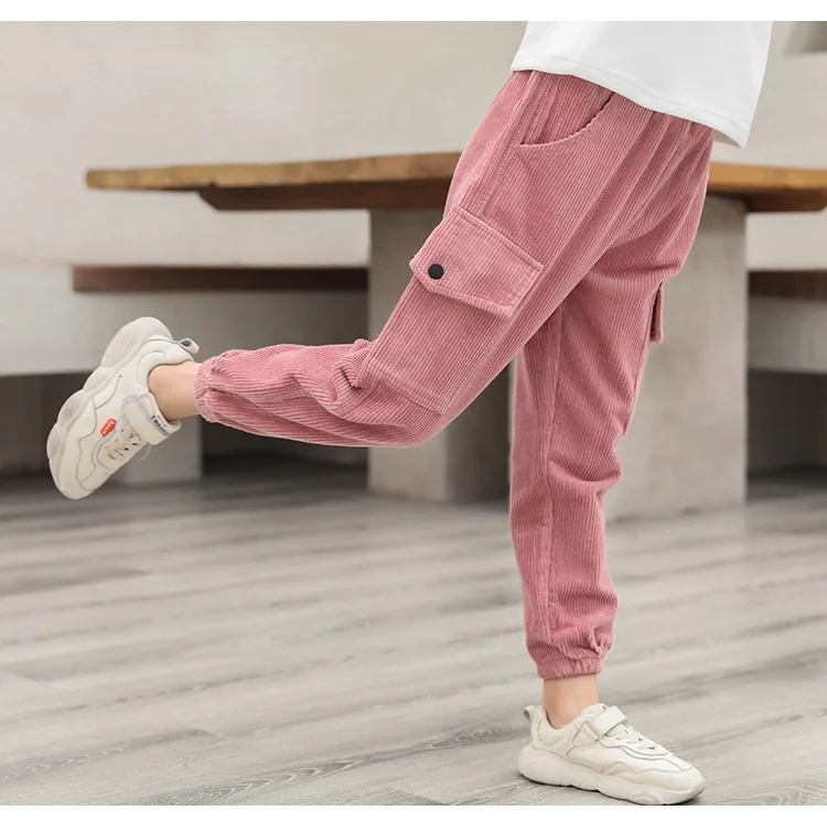 Big Girls Thicken Corduroy Pants Kids Winter Warm Cargo Pants New 4-13Y Children's Wear Girl Cotton-padded Trousers Costume