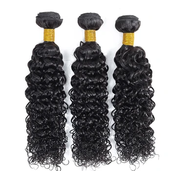 

Brazilian Water Wave Hair Weave Bundles 100% Human Hair Bundles Can Buy With Closure Natural Color Double Weft Non Remy Hair