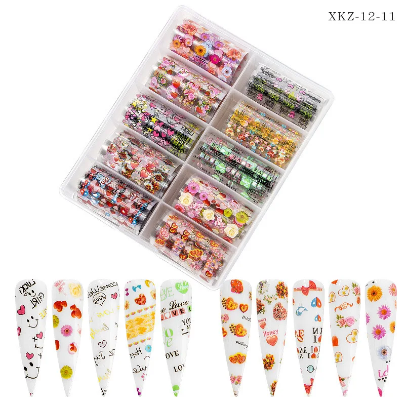 2020 Рождественский и Хэллоуин узор для ногтей Наклейка 3D лазерный блеск