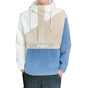 

Hip-hop autumn national nightclub rock impact color splicing thin trench college casual wear coat