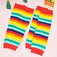 Baby Leg Warmers Girl Cotton Socks Children Rainbow Striped Crawling Knee Pads Colorful Knitted Leggings Winter Soft Sock 3