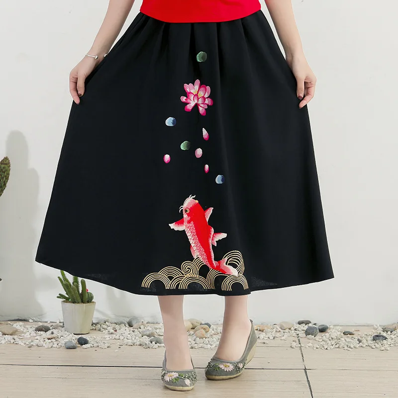 

2018 New Style Embroidered Skirt Skirt Long Skirts Modern Ethnic-Style Element Versatile