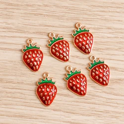 Set of 10 Colorful Fruit Enamel Charms for Handmade Jewelry Crafting (Strawberry  2)