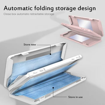 

Doublelayer Face Mask Storage Case Disposable Mask Storage Box Face Mask Storage Holder Case Mask Container Box with Mirror