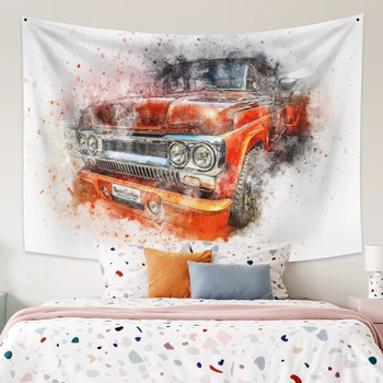 

Cassisy Tapestry Retro splatter paint car drawing Creative Wall Hanging Tapestries Decor Wall Cloth Beach Towel Home Decorations