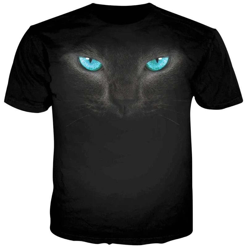 

Men's 3D T Shirts Animal Casual T Shirt Male Ruthless Cat Eyes Loose Short Sleeve Polyester T Shirts Men
