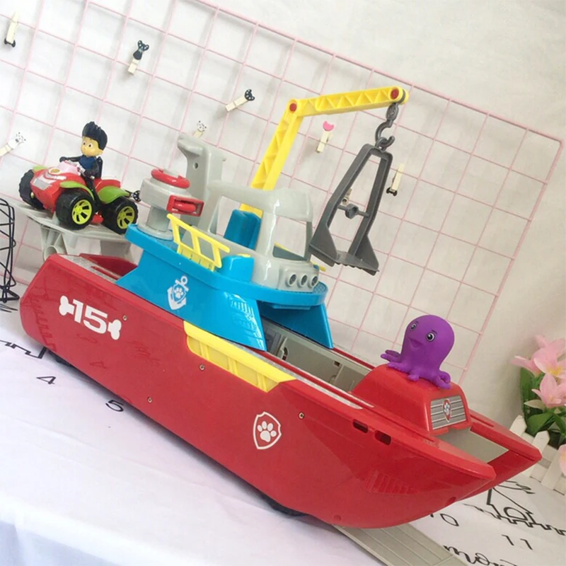 Paw patrol yacht set Patrulla Canina морской спасательный катер Аниме Фигурки игрушки для детей Рождественский подарок 7D08