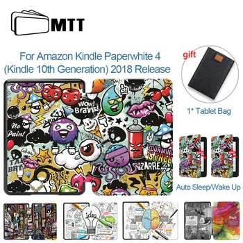 

MTT Graffiti Tablet Case For Amazon Kindle Paperwhite 4 10th Generation 2018 PU Leather Magnetic Smart Cover Protective funda