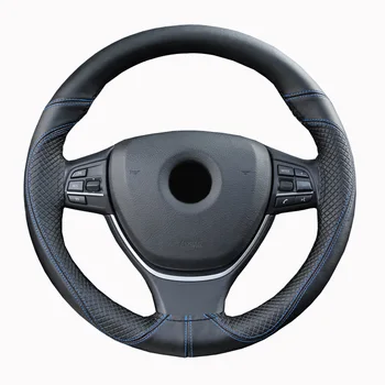 

New Business Style Steering Covers First Layer Cowhide Real Leather Embossed Hand-stitched Steering Wheel Cover 38cm