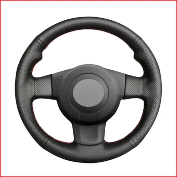 

MEWANT Black Genuine Leather Car Steering Wheel Cover for Seat Leon (1P) FR 2007 Leon (1P) Cupra 2007 Ibiza (6L) FR 2006 Kit