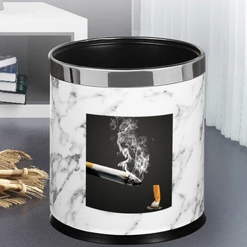 

1PC Coverless Trash Can Double Layer Durable Marble Pattern Garbage Storage Bin Waste Paper Basket For Home Hotel Office