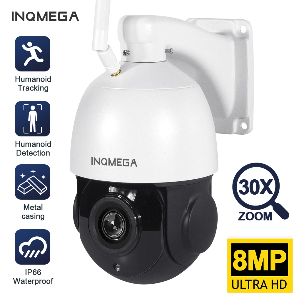 INQMEGA 30X оптический зум 8MP FHD ip-камера WiFi / 4G sim-карта LTE наружная сферическая камера
