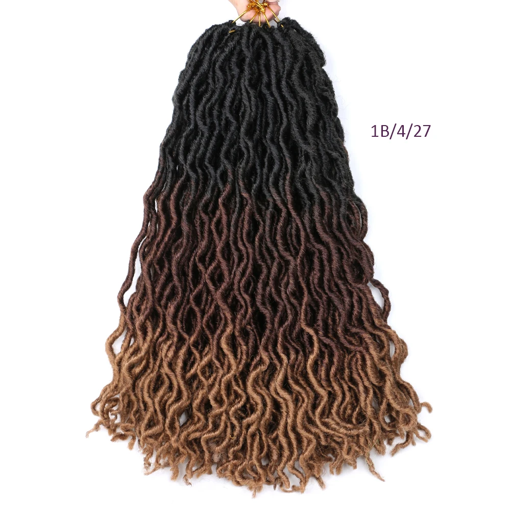 Искусственные Локи, богемные цыганские волосы для наращивания, 18 дюймов, 24 корня, 100 г, синтетические волосы для наращивания, Омбре, косички, черные, коричневые