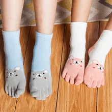 Зимние детские дышащие носки с пальцами в стиле пэчворк с животными; теплые мягкие хлопковые носки с пятью пальцами; забавные носки для мальчиков и девочек; Calcetines Mujer
