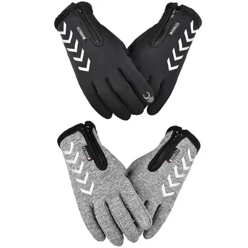 Зимний сенсорный экран водонепроницаемый светоотражающие полосы перчатки для спорта на открытом воздухе