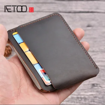 

AETOO Simple crazy horse pickup bag, vintage casual leather wallet, leather wallet