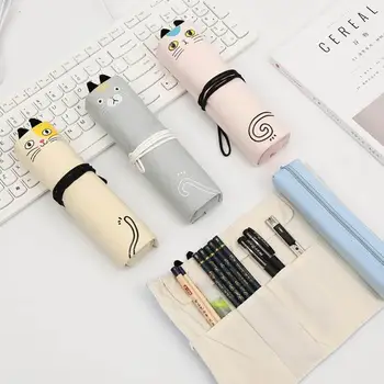 

Canvas Roll Pencil Case Student Pen Box Bag Stationery Storage Pouch