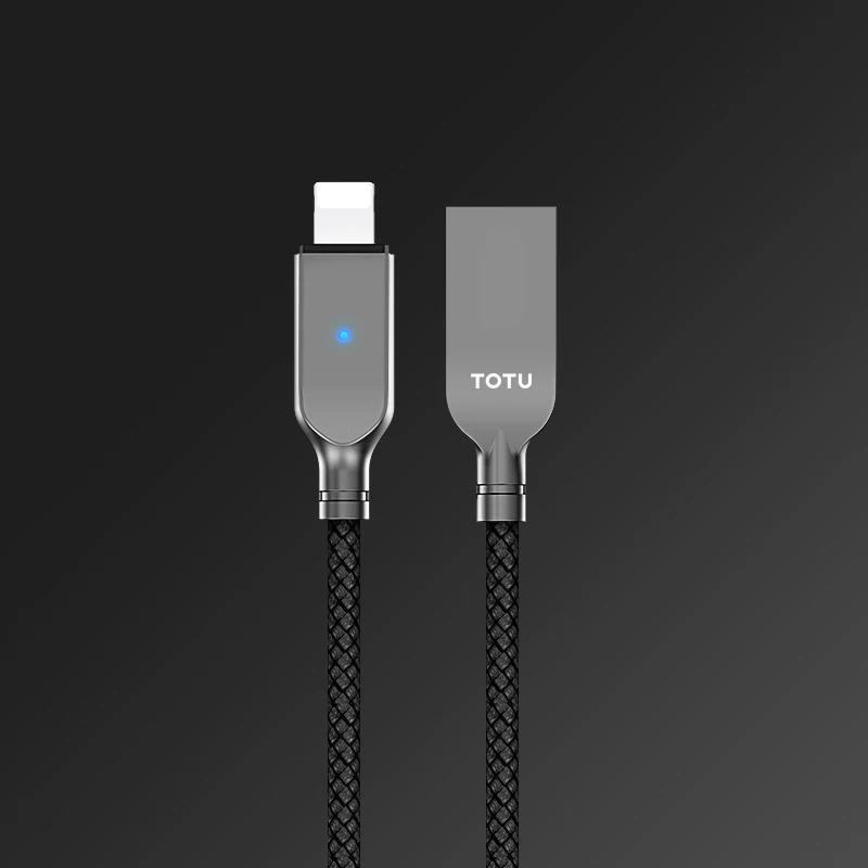 TOTU, популярный интеллектуальный usb-кабель для быстрой зарядки и отключения питания для Iphone Xs Max, зарядный кабель для Iphone X, 8, 7, 6 Plus, зарядное устройство - Цвет: BLACK