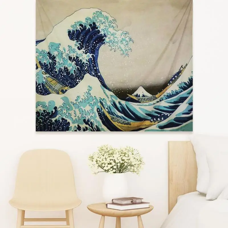 

Wave Pattern Tapestry Polyester Wall Hanging Cloth Novelty and Beauty Picnic Blanket Home Decor Home Decoration Accessories