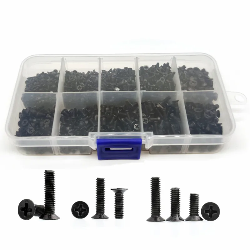 500Pcs KM 나사 M2 M2.5 M3 플랫 헤드 필립스 나사 노트북 노트북 나사 세트 컴퓨터 작은 나사