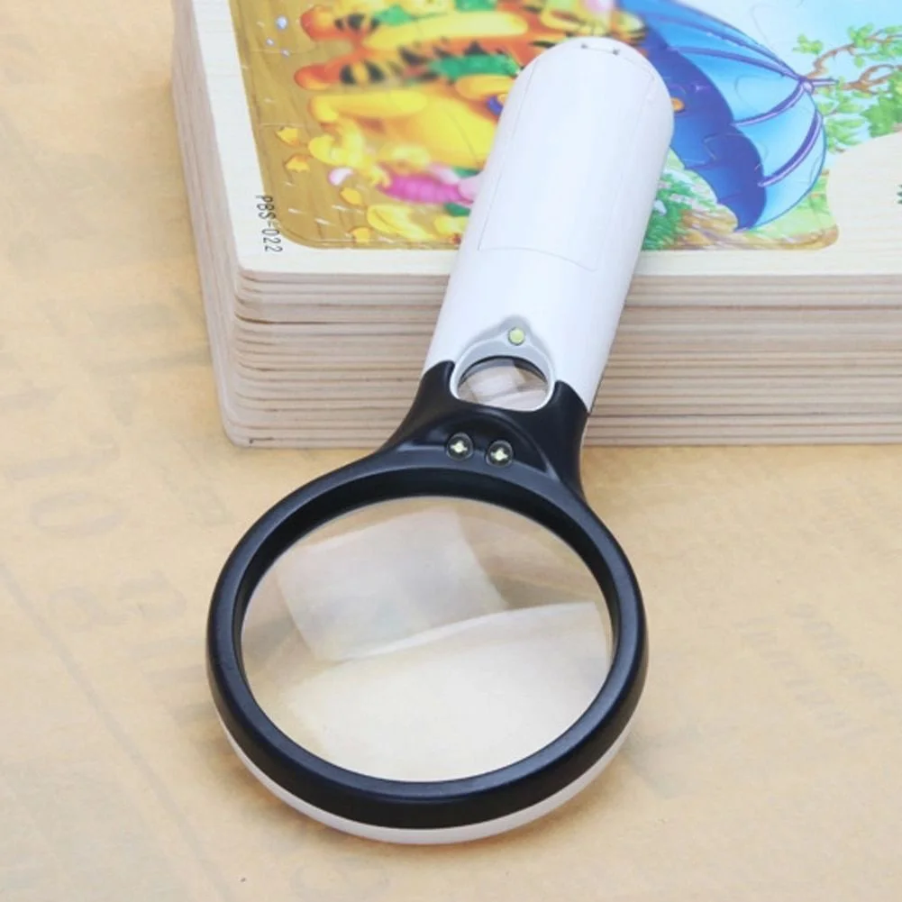 Loepen Vergrootglas 3 светодиодные фонари 3X 45X пластиковая ручная отсчетная Лупа ювелирные изделия в виде объектива лупа увеличительное стекло в увеличителе