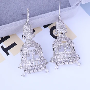 

VERY GIRL Personality Ethnic Style Bell Shape Drop Earrings Zircon Bohemian Hollow Dangle Earrings for Women