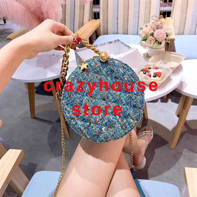 

2019 Luxury 15CM Woolen Brand Plaid Designer Women Famous Chain Shoulder Mini Bag Handbag Clutch Crossbody Original Women Bags