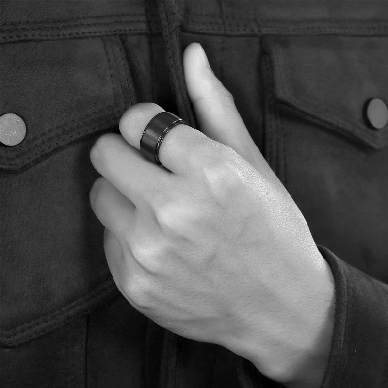 Tigrade 4/6/8/10mm Black Titanium Ring Man Brushed Wedding Band Women Engagement Rings Silver Color Bague Femme anneau bijoux 4