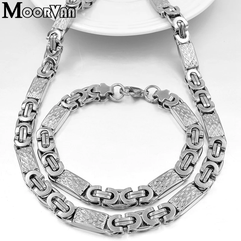 Moorvan, золотой цвет, для мужчин, дизайн, ювелирный набор, вечерние, ожерелье/браслет длиной 55 см/22 см, модный аксессуар, VBD022