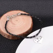 12 шт. Большой браслет сестра прозрачная подвеска в форме сердца с кристаллами Черная веревка кожаные браслеты Цепочка семья сестра лучшие друзья рождественские украшения