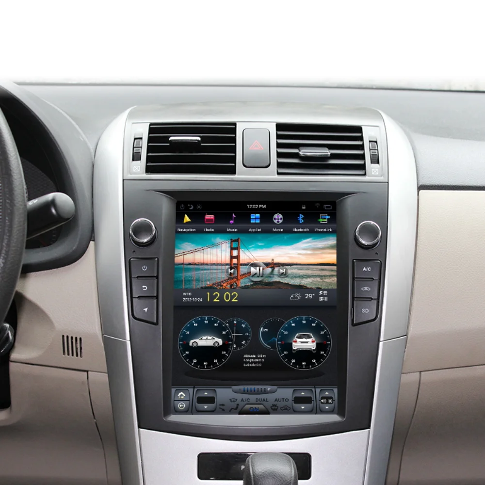 Android 9,0 Tesla вертикальный экран Автомобильный плеер gps навигация для Toyota Corolla 2007-2013 аудио плеер 12,1 дюймов