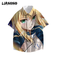 LIASOSO 3D Print Shirt Fate Stay Night Fgo Anime Cartoon Game Men Short Sleeve Harajuku Streetwear Tops Nero Saber Clothes Tee