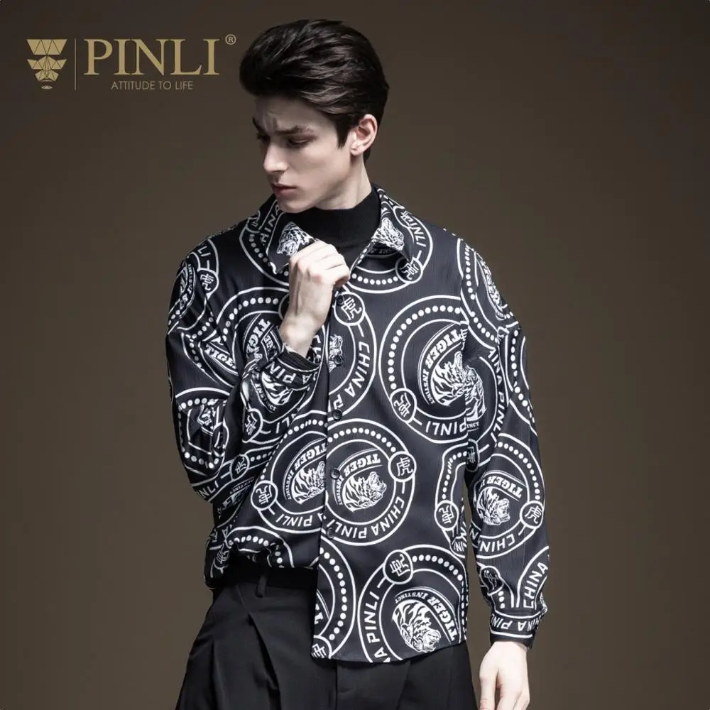 Blusas Limited мужские рубашки Pinli осень Новое мужское платье рубашка с длинными рукавами и отложным воротником B193313219