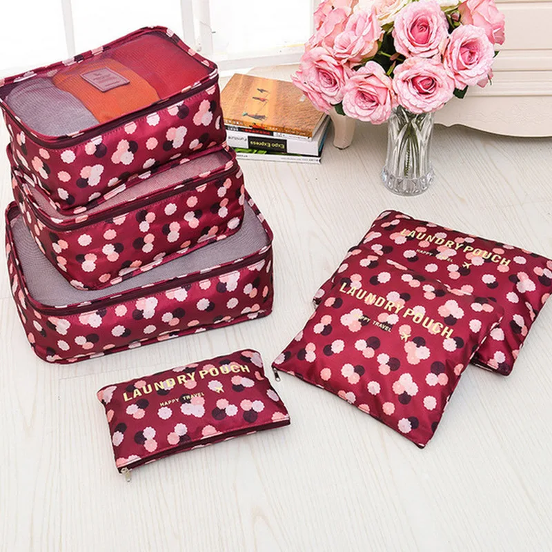 

Protable 6 Pcs Travel Organizer Colthes Storage Bag Zip Lock Makeup Bags Luggage Closet Organizer Set For Clothing Cosmetics Bra