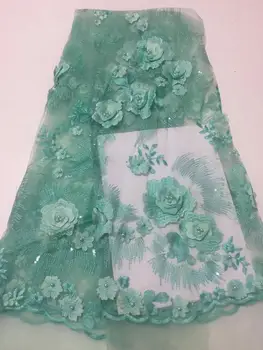 

2020 High Quality French 3D Tulle Beaded African Lace Fabric Sequins Embroidered Nigerian Lace Fabrics For Wowen Dress YYZ0089