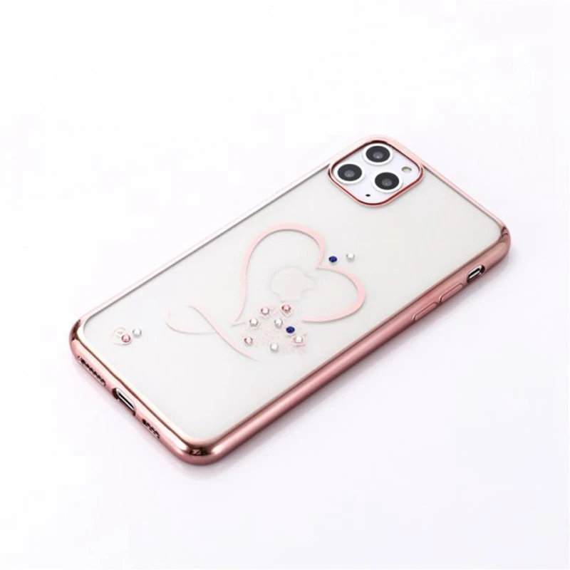Модный мягкий чехол для телефона с сердечком и алмазным покрытием для iPhone 11 Pro X XR XS MAX, силиконовый чехол для iPhone 7 8 6S Plus 5 SE 5S