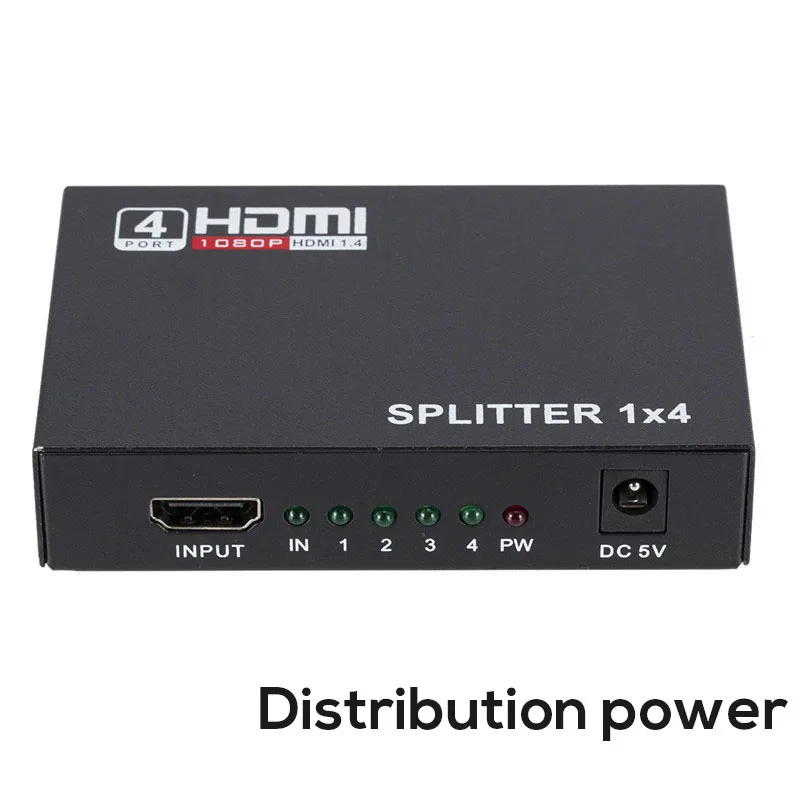 4K HDMI сплиттер HD 1080P видео HDMI переключатель выключатель HDMI делитель 1x4 усилитель видеосигнала двойной дисплей для HDTV DVD PS3 Xbox - Цвет: Черный