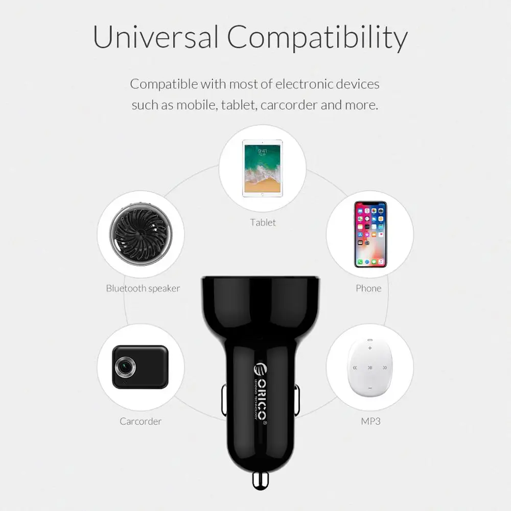 ORICO Dual Ports USB 15.5W Lade Auto Ladegerät Handy mit Display Screen für iPhone Samsung Android